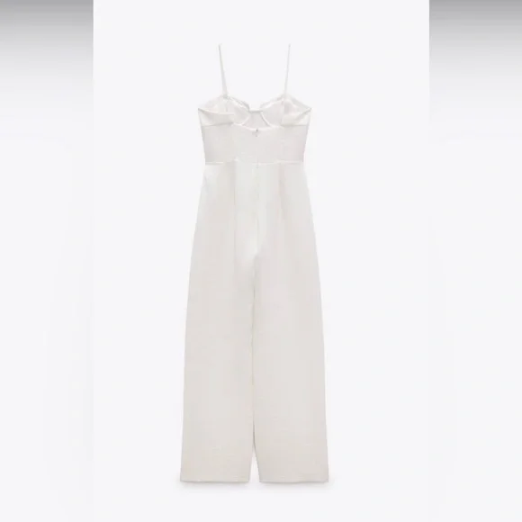 ZARA WIDE LEG PALAZZO CORSETRY INSPIRED JUMPSUIT CORSET LIKE  WHITE XS - Picture 4 of 5